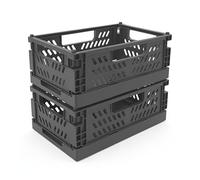 IThinkHome Strong Folding Collapsible Plastic Storage Crates Boxes Mini Stackable Basket (Pack of 2 )