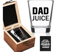 Ithmahco Father's Day Gifts for Dad - Dad Juice Shot Glass with Wooden Box - Father Day Gift From Daughter, Son, Kids, Cool Gift For Dads