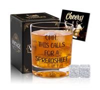 Ithmahco Oh This Calls For A Spreadsheet Whiskey Glass- Funny Accountant Gifts, Funny White Elephant Gifts Bourbon Glass for Men Coworker Boss, Christmas Gag Gift Whiskey Gift for Accountants
