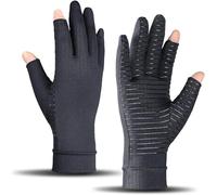 ITHW Copper Compression Gloves for Carpal Tunnel Relief, Arthritis Pain Relief Gloves for Women and Men (2, 3F-Black, Large)