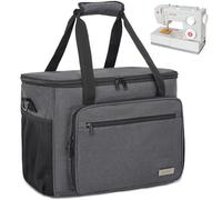 ITHWIU Sewing Machine Carrying Case with Multiple Side Mesh Storage Pockets for Accessories, Universal Tote Storage Bag, Grey