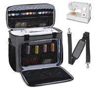 ITHWIU Sewing Machine Carrying Case with Multiple Storage Pockets for Accessories, Universal Tote Storage Bag Compatible with Most Standard Singer, Brother, Janome,Grey
