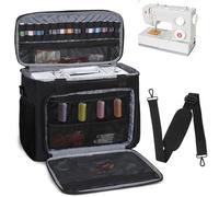 ITHWIU Sewing Machine Carrying Case with Multiple Storage Pockets for Accessories, Universal Tote Storage Bag Compatible with Most Standard Singer, Brother, Janome, Black