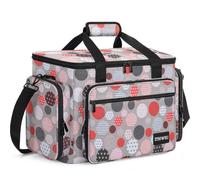 ITHWIU Sewing Machine Carrying Case with Multiple Storage Pockets Large Capacity, Universal Tote Storage Bag Compatible with Most Standard Singer, Brother, Janome, Colorful Dots