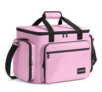 ITHWIU Sewing Machine Carrying Case with Multiple Storage Pockets Large Capacity, Universal Tote Storage Bag Compatible with Most Standard Singer, Brother, Janome, Pink