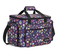 ITHWIU Sewing Machine Carrying Case with Multiple Storage Pockets Large Capacity, Universal Tote Storage Bag Compatible with Most Standard Singer, Brother, Janome, Multi-flower