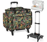 ITHWIU Sewing Machine Case with Wheels, Universal Rolling Trolley Tote with Shoulder Strap & Multiple Storage Pockets Compatible with Most Standard Singer, Brother, Janome, Multicolor