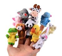 Itian 10pcs Different Cartoon Animal Finger Puppets,Cute Finger Doll Props,Soft Velvet Dolls,Fairy Puppet Doll for Kids Educational