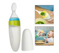 Itian 90ml Silicone Squeeze Bottle Baby Food Dispensing Spoon The Bottle Squeeze Feeder with a Spoon Newborn Toddler Infant Food Supplement (Green)