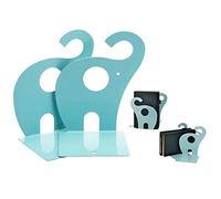 Itian Cartoon Elephant Shape Nonskid Metal Bookends, Metal Office Desk Bookends Art Bookend Book Organizer, Books Holder Desk Organizer for Kids