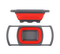 Itian Sink Colander Strainer Basket,Kitchen Collapsible Drain Drying Dishes Silicone Foldable Hands-free Over The Sink Basket Cooking Water Drainage (Red)