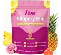 Itiban Slippery Elm Feminine Probiotic Moisture Gummies, pH Balance, Vaginal Flora, Odor Health with Bacillus coagulans, Delicious Pineapple Flavor, 60 Count