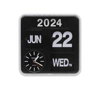 Itigoitie Retro Modern 9.45 Inches Calendar Day Date Flip Desk Wall Clock (Black)(No Battery Included)