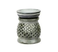 Itiha® Grey Soapstone Tea Light Aroma Oil Burner, Essential Oil Diffuser for Home Fragrance (5 X 4 X 4 in)