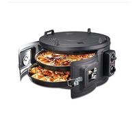 ITIMAT WHITE ELECTRICAL ROASTER/GRILL ROUND OVEN WITH THERMOSTAT 2 ENAMEL TRAYS (Black) Black