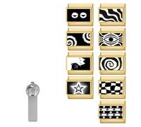 ITingstere Italian Charms Gold Black Eye Mysterious 9Pcs Charms Set 9mm Italian Modular Charm Bracelet DIY Module Jewelry Gifts for Women Heart Black