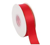 ITIsparkle 25mm Width Double Faced Satin Ribbon 22 Meters with Gold Edges, 25mm X 25M - Red