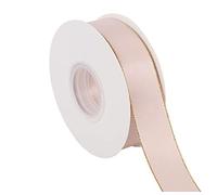 ITIsparkle 25mm Width Double Faced Satin Ribbon 22 Meters with Gold Edges, 25mm X 25M - Vanilla
