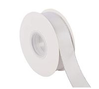 ITIsparkle 25mm Width Double Faced Satin Ribbon 22 Meters with Silver Edges, 25mm X 25M - Shell Grey
