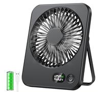 ITJMRJP Table Fan USB Fan Small 2500 mAh Battery Fan Quiet Mini Small Table Fans with LED Display Portable Desk Fan Table Fan for Home Office Camping (Black)