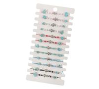 Itkcozcg 12Pieces Turtles Pattern Unisex Jewelry Set Flexible Braided Bracelets Featuring Wood Beads Crystal Stones Alloy Part Wood Bead