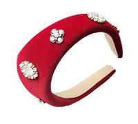Itkcozcg Black Plush Headbands with White Pearls Decoration for Women's Vintage Holiday Fashion Hair Accessory for Daily Use