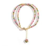 Itkcozcg Elegant Copper Featuring Rainbow Color Beads Two Layer 3mm Beaded Chain Bangle for Comfortable Wear Copper Jewelry Piece