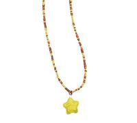 Itkcozcg Fashionable Five-pointed Star Beaded Necklace Short Choker Jewelry Pendant Necklace Beads For Women Girls Colorful Star Pendant