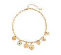 Itkcozcg Fashionable Women's Oceanics Themed Necklace With Gold Charm And Shell Crosses Pendant Accessory For Bohemians Styles Daily Wear Necklace