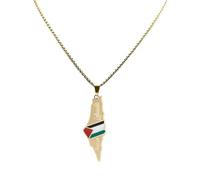 Itkcozcg Gold/Silver Color Neckchains Adjustable Stainless Steel Collarbone Chain Trendy Palestine Map Pendant Clavicle Chains Palestine Advocate Necklace