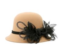 Itkcozcg Handmade Bucket Hat Flower Decorated for Tea Party for Girls Women Miss Bowler Hat with Flower Tulle