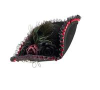 Itkcozcg Lace Feathered Pirate Hat Colonial Costume Accessory With Lace Trim For Historical Reenactments And Theater Performances Pirate Costume Hat