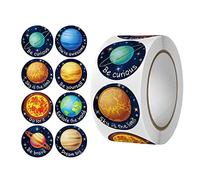 Itkcozcg Office Supplies, 500x Stickers Realistic Planet Labels Round Adhesive for Greeting Cards Wraps Mailers Bag Birthday