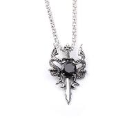 Itkcozcg Punk Wing Dragon Crystal Pendant Necklace Crystal Dragon Amulet Jewelry Alloy for Men Boy Necklace Black Cubic Zirconia for Men Punk Animal Pendant Wing