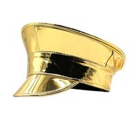 Itkcozcg Shimmering PU Leather Marine Hat For Women Cosplay Party Flat Top Captain Caps For Stage Show Bachelorettes Party Music Festival Hat