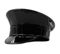 Itkcozcg Shimmering PU Leather Marine Hat For Women Cosplay Party Flat Top Captain Caps For Stage Show Bachelorettes Party Music Festival Hat