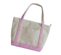 Itkcozcg Simple Lattice Canvas Shoulder Bag Lightweight Long-lasting Fabric Comfortable Grip Everyday Items Trendy Checkered Handbag For End Of Week Travels