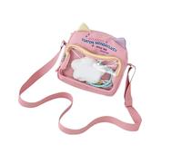 Itkcozcg Stylish Transparent Shoulder Bag Large Capacity Scratch-Resistant Nylon Student Accessory With Cartoon Art Showcase Collection Clear Bag