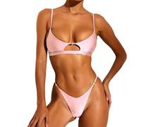 Itkcozcg Two Piece Hollow Out Swimwears with Low Waist Triangular Briefs Adjustable Straps Bathing Suit for Swimming Sunbathing Metal Buckle Swimsuit