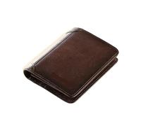 ITKXRVJZM wallet Men Wallet Genuine Leather Blocking Trifold Wallet Vintage Thin Short Multi Function ID Credit Card Holder Male Purse Money Portable, One Color, Brown-Three Folds3