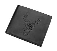 ITKXRVJZM wallet Men's Deer Head Pattern Wallet Classic 3D Embossed Make Three-fold Multiple Card Slots Leather Wallet Portable, One Color, Black