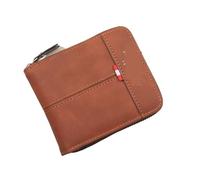 ITKXRVJZM wallet New Men's Wallet Short, Large Capacity, Fashionable Retro, Three Fold Bag, Personalized Zipper, Multi Card Position Chain, Small Portable, One Color, Brown