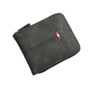 ITKXRVJZM wallet New Men's Wallet Short, Large Capacity, Fashionable Retro, Three Fold Bag, Personalized Zipper, Multi Card Position Chain, Small Portable, One Color, Black