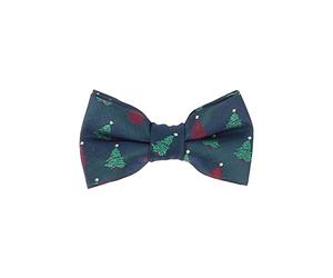 ITNOW Children's Christmas Jacquard Bow Tie - Boy Snowflake Christmas Tree or Candy Cane Bow Tie - Winter Eve Bow Tie, Navy Blue Green and Red Christmas Tree, One size