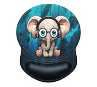 ITNRSIIET Ergonomic Mouse Pad with Gel Wrist Rest, Desktop Comfort Office Supplies Mouse Pad, Smooth Surface Non-Slip PU Base,8.7 x 7.2 in,Pretty Elephant