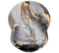 ITNRSIIET Ergonomic Mouse Pad with Gel Wrist Support, Small Wrist Rest, Smooth Surface, Non-Slip PU Base, Comfortable Office Supplies, Pain Relief, 8.7 x 7.2 inch, Black-Grey Marble
