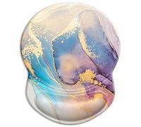 ITNRSIIET Ergonomic Mouse Pad with Gel Wrist Support Small Wrist Rest Smooth Surface Non-Slip PU Base Comfortable Office Supplies Pain Relief, 8.7 x 7.2 inches, Abstract Marble Texture