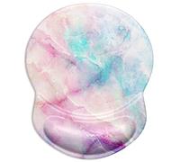 ITNRSIIET Ergonomic Mouse Pad with Gel Wrist Support Small Wrist Rest Smooth Surface Non-Slip PU Base Comfortable Office Supplies Pain Relief, 8.7 x 7.2 inches, Colored Marble