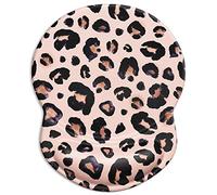 ITNRSIIET Ergonomic Mouse Pad with Gel Wrist Support Small Wrist Rest Smooth Surface Non-Slip PU Base Comfortable Office Supplies Pain Relief, 8.7 x 7.2 inches, Leopard Black Purple