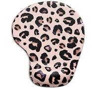 ITNRSIIET Ergonomic Mouse Pad with Gel Wrist Support Wrist Rest Smooth Surface Non-Slip PU Base Comfortable Office Supplies Pain Relief, 9.5 x 8 inches, Leopard Black Purple